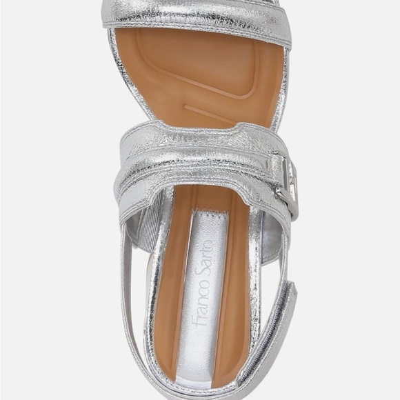 Franco Sarto Silver Block Heel Sandals - size 6 1/2 - Picture 3 of 9